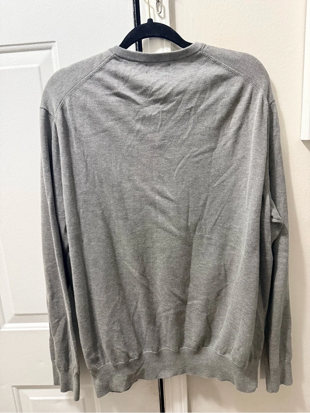 Polo Ralph Lauren Grey V-neck Knit Pullover Pima Cotton Sweater Size XL.